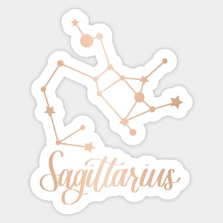 Sagittarius Zodiac Constellation in Rose Gold Sticker